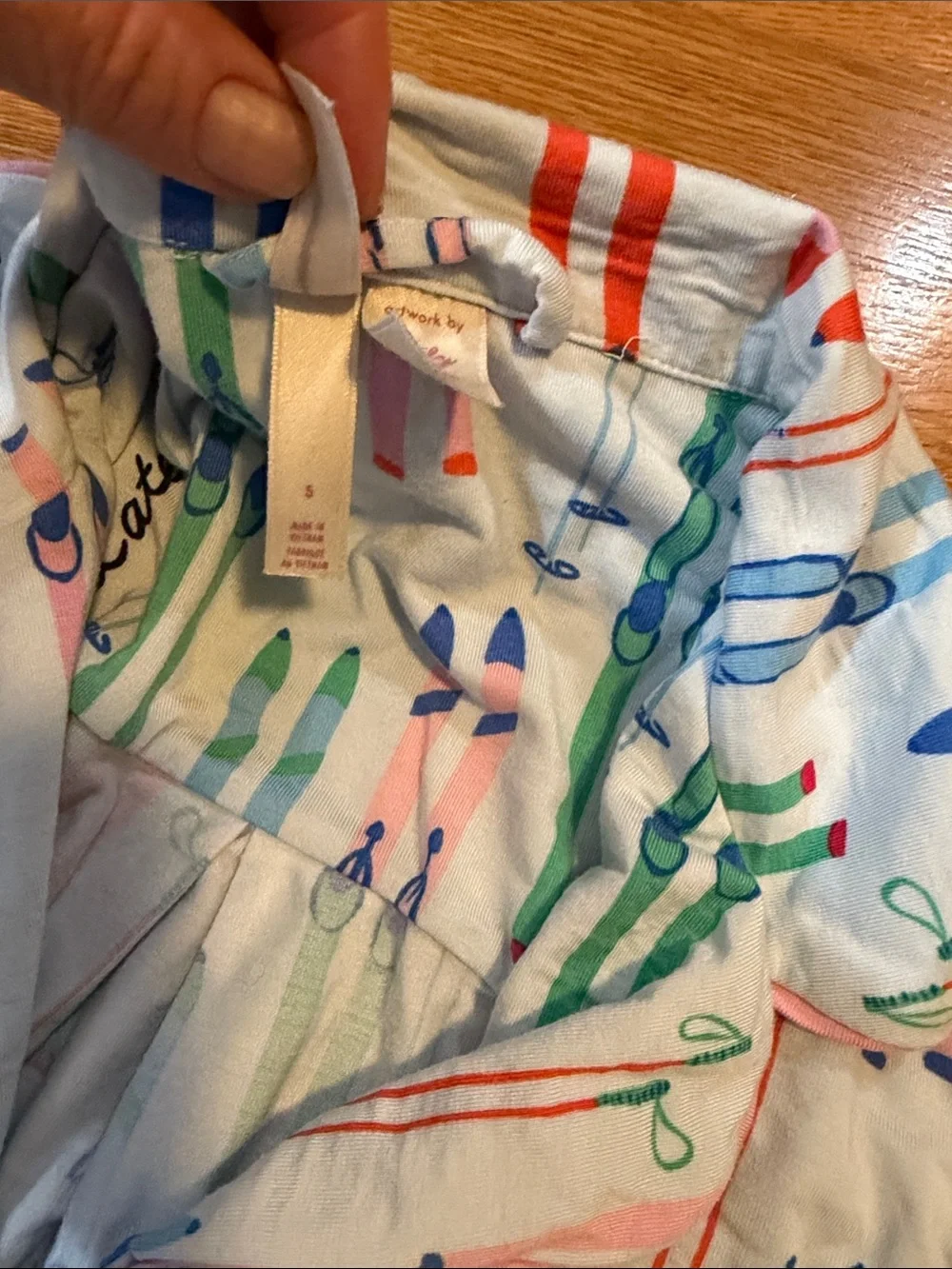 Anthropologie x LyreBird Briar Blue Long-Sleeve Pajama Shirt Size Small NWT